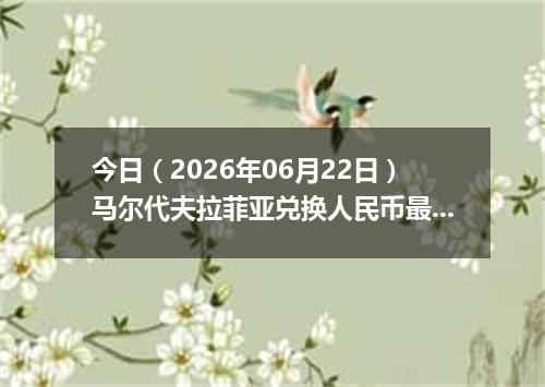 今日（2026年06月22日）马尔代夫拉菲亚兑换人民币最新汇率行情
