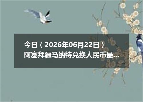 今日（2026年06月22日）阿塞拜疆马纳特兑换人民币最新汇率行情