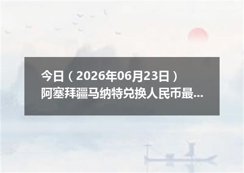 今日（2026年06月23日）阿塞拜疆马纳特兑换人民币最新汇率行情