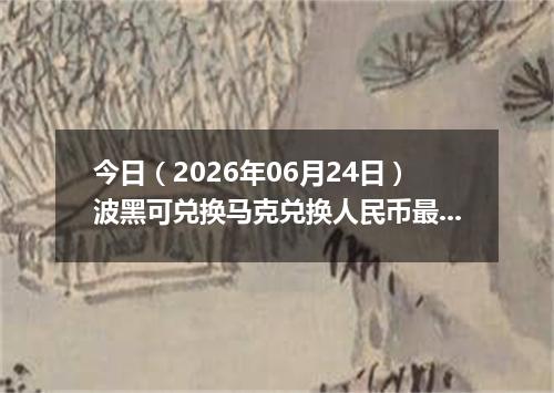 今日（2026年06月24日）波黑可兑换马克兑换人民币最新汇率行情