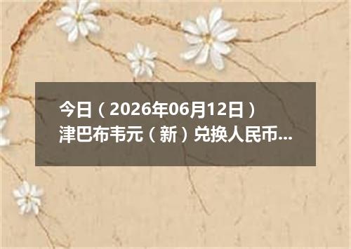 今日（2026年06月12日）津巴布韦元（新）兑换人民币最新汇率行情