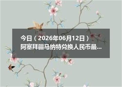 今日（2026年06月12日）阿塞拜疆马纳特兑换人民币最新汇率行情